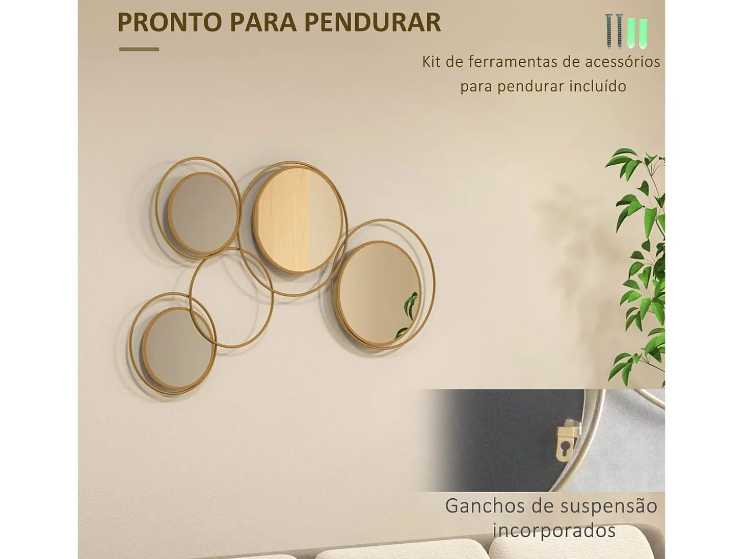 Espejo decorativo Dilux Homcom 4 espejos dorado 68x110x2 cm