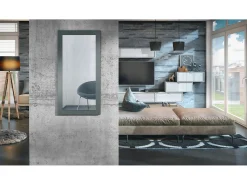 Espejo Enigma 89, espejo de pared con marco de estilo moderno, Fiordo verde (89 x 45 cm)