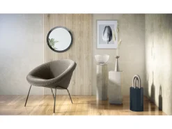 Espejo Globe 50 cm, Espejo de Pared Redondo Decorativo para Recibidor y Sala de Estar con Marco de MDF en negro de alto brillo