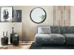 Espejo Globe 80 cm, Espejo de Pared Redondo Decorativo para Recibidor y Sala de Estar con Marco de MDF en negro de alto brillo