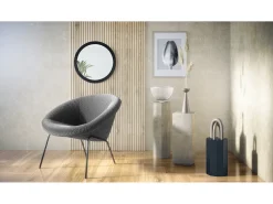 Espejo Globe 50 cm, Espejo de Pared Redondo Decorativo para Recibidor y Sala de Estar con Marco de MDF en negro mate