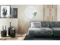 Espejo Globe 80 cm, Espejo de Pared Redondo Decorativo para Recibidor y Sala de Estar con Marco de MDF en blanco mate