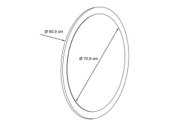 Espejo Globe 80 cm, Espejo de Pared Redondo Decorativo para Recibidor y Sala de Estar con Marco de MDF en blanco mate