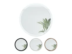 Espejo Globe 80 cm, Espejo de Pared Redondo Decorativo para Recibidor y Sala de Estar con Marco de MDF en gris arena de alto brillo
