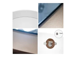 Espejo Globe 50 cm juego de 3, 3 espejos de pared redondos decorativos para pasillo y salón con marco de MDF en burdeos de alto brillo