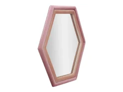 Espejo hexagonal de pared moderno con marco de terciopelo rosa Tony