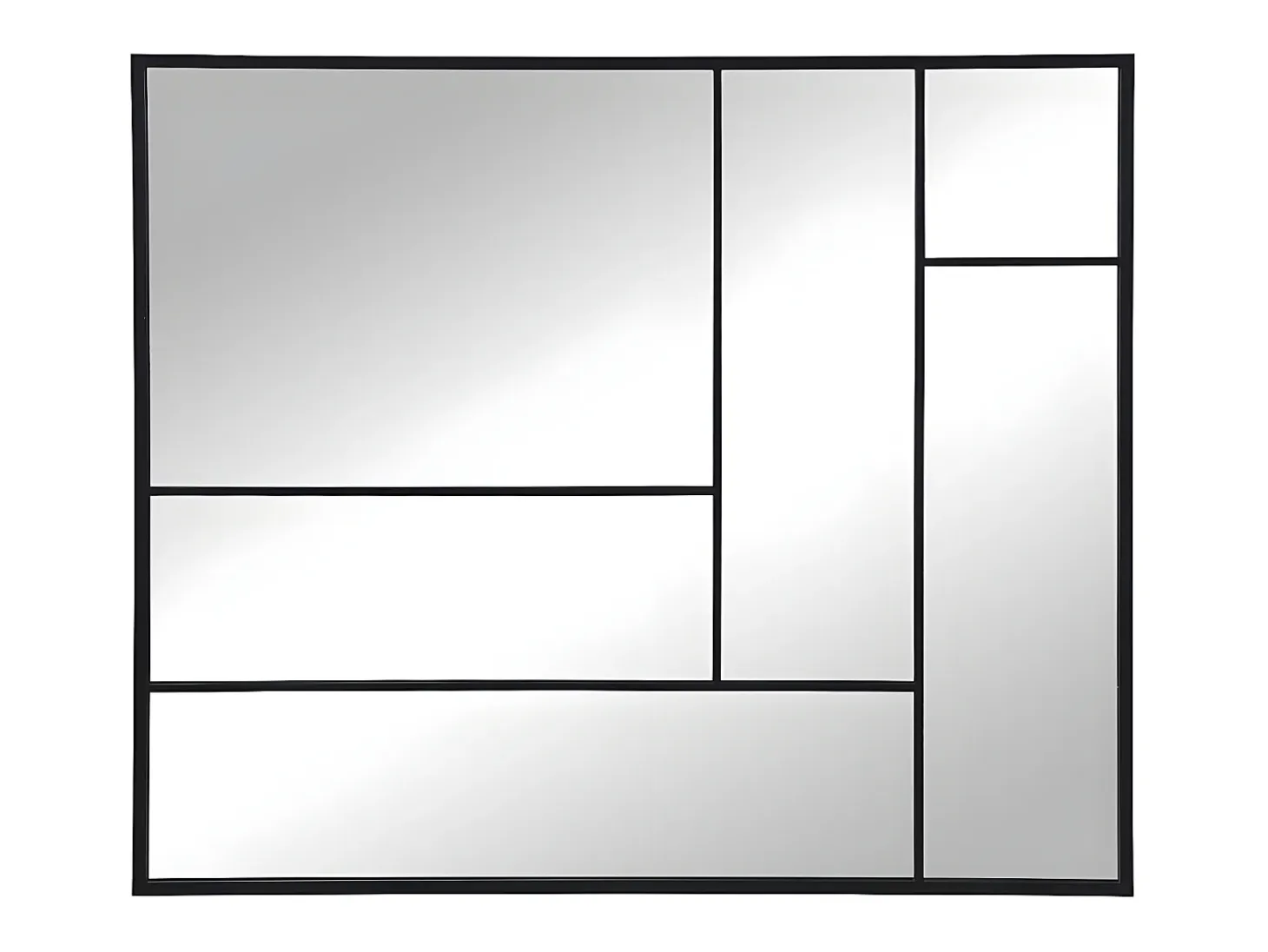 Espejo industrial desestructurado de metal - Ancho 150 x Alt. 130 cm - Negro - MALDONIA