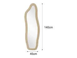 Espejo irregular 140×45 cm con marco de terciopelo dorado – Diseño moderno, vidrio templado HD