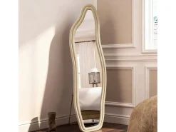 Espejo irregular 160×50 cm con marco de terciopelo dorado – Diseño moderno, vidrio templado HD