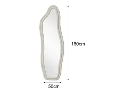 Espejo irregular 160×50 cm con marco de terciopelo blanco – Diseño moderno, vidrio templado HD