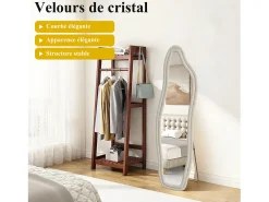Espejo irregular 160×50 cm con marco de terciopelo blanco – Diseño moderno, vidrio templado HD