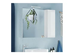 Espejo ISORA – Diseño en blanco brillante con almacenamiento – L110 x H75 x P18 cm