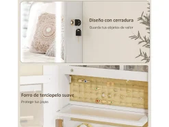 Espejo joyero Selene Homcom con luz LED blanco 118x44x16 cm