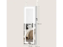 Espejo joyero Selene Homcom con luz LED blanco 118x44x16 cm