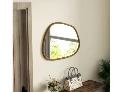 Espejo Kendra Homcom forma irregular marco madera natural 50x70x2,1 cm