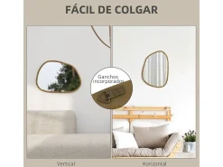 Espejo Kendra Homcom forma irregular marco madera natural 50x70x2,1 cm