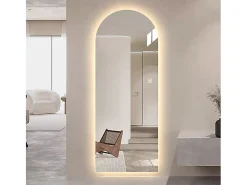 Espejo LED de pie o de pared, 165x50 cm, con brillo regulable - Cristal plateado