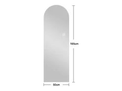 Espejo LED de pie o de pared, 165x50 cm, con brillo regulable - Cristal plateado
