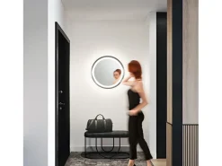 Espejo LED Mirò Ø60 cm 58W Gris Titanio - Lámpara de techo y aplique - Luz cálida 3000K - Diseño moderno para baño, dormitorio y entrada
