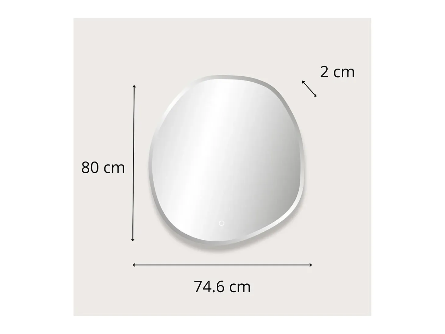 Espejo LED orgánico D60/80cm en vidrio plateado FLUEA