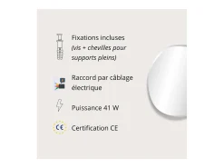 Espejo LED orgánico D60/80cm en vidrio plateado FLUEA