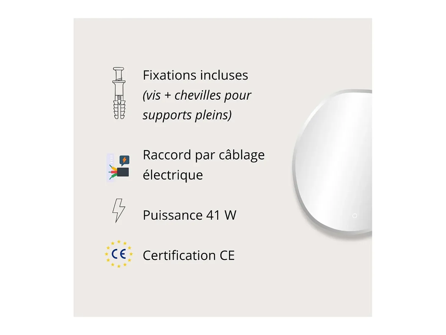 Espejo LED orgánico D60/80cm en vidrio plateado FLUEA