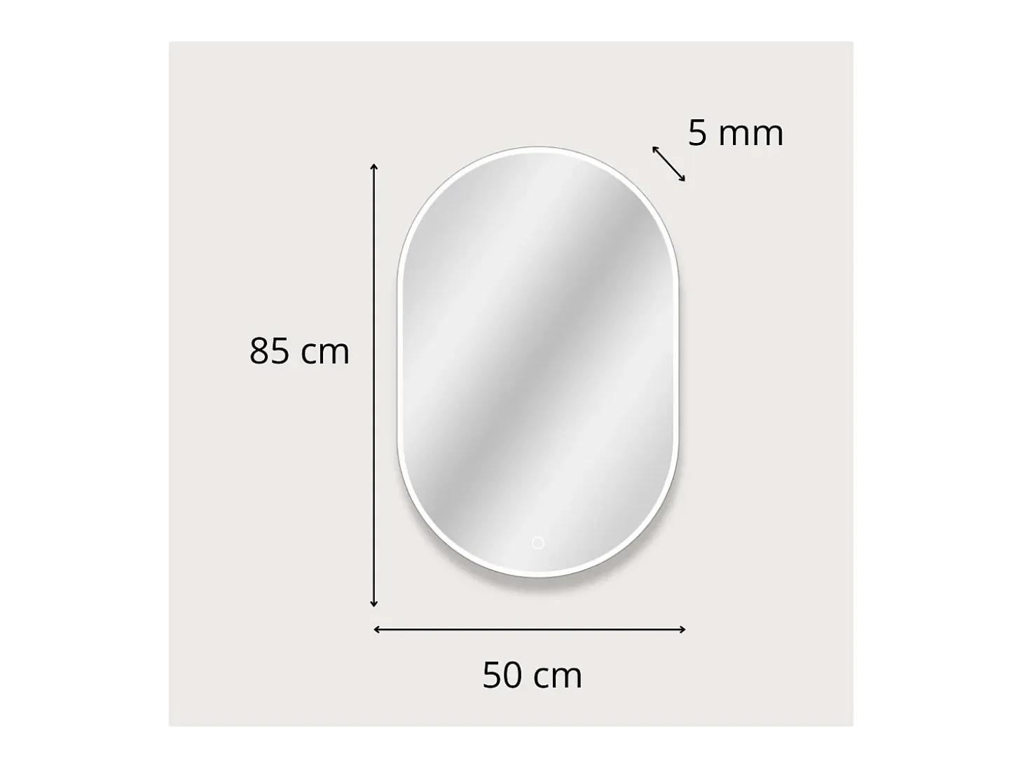 Espejo LED ovalado 85x50cm con marco de acrílico LUMEA