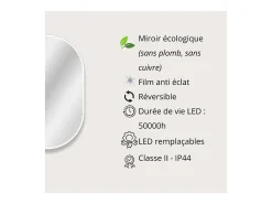 Espejo LED ovalado 85x50cm con marco de acrílico LUMEA