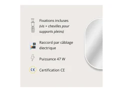 Espejo LED ovalado 85x50cm con marco de acrílico LUMEA