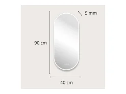 Espejo LED ovalado 90x40cm en vidrio plateado NUVIA