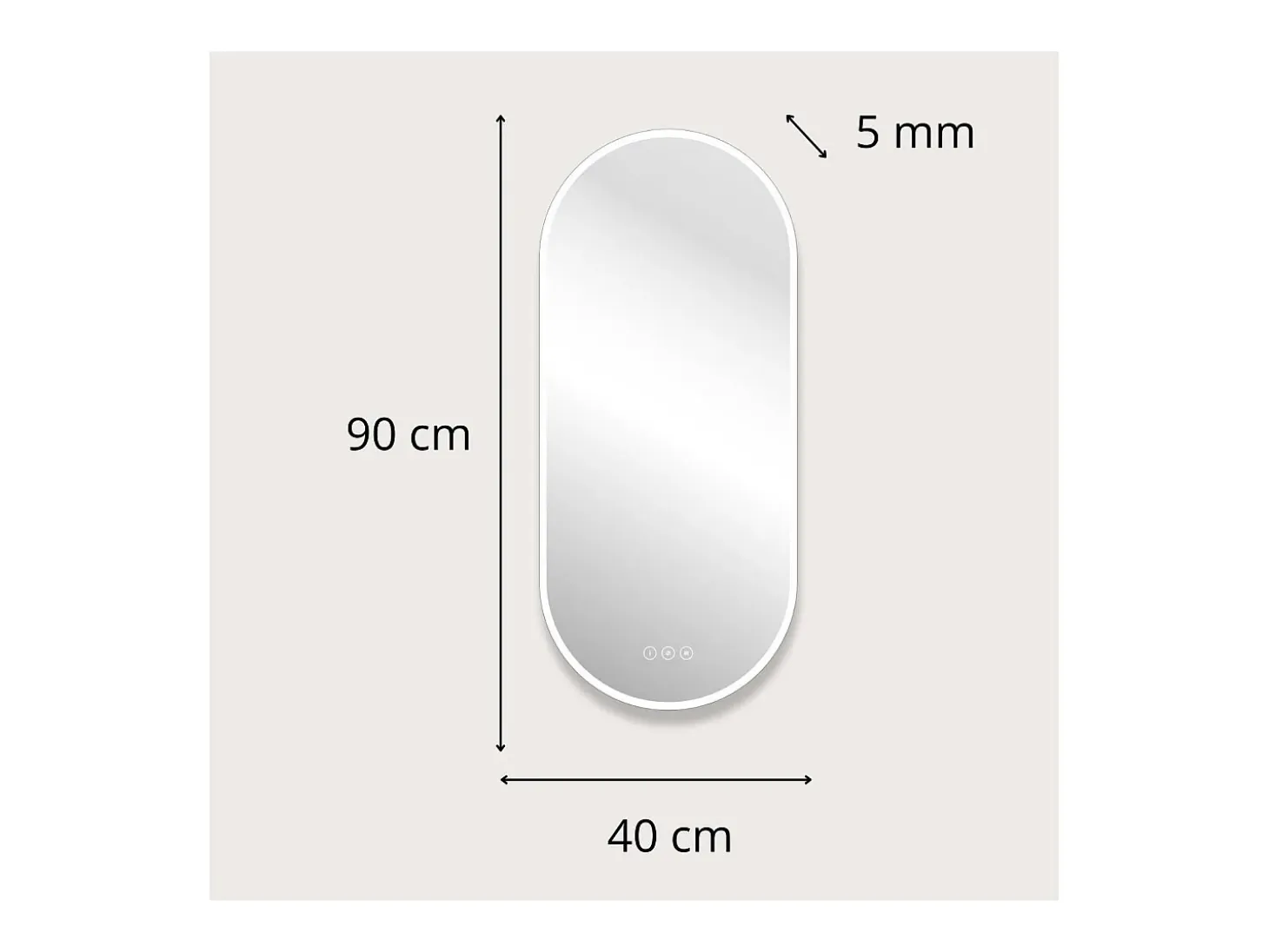 Espejo LED ovalado 90x40cm en vidrio plateado NUVIA
