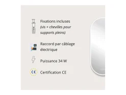 Espejo LED ovalado 90x40cm en vidrio plateado NUVIA