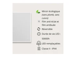Espejo LED rectangular L60/80cm de vidrio plateado ECLIPS