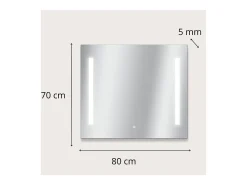 Espejo LED rectangular L60/80cm de vidrio plateado LUMENA
