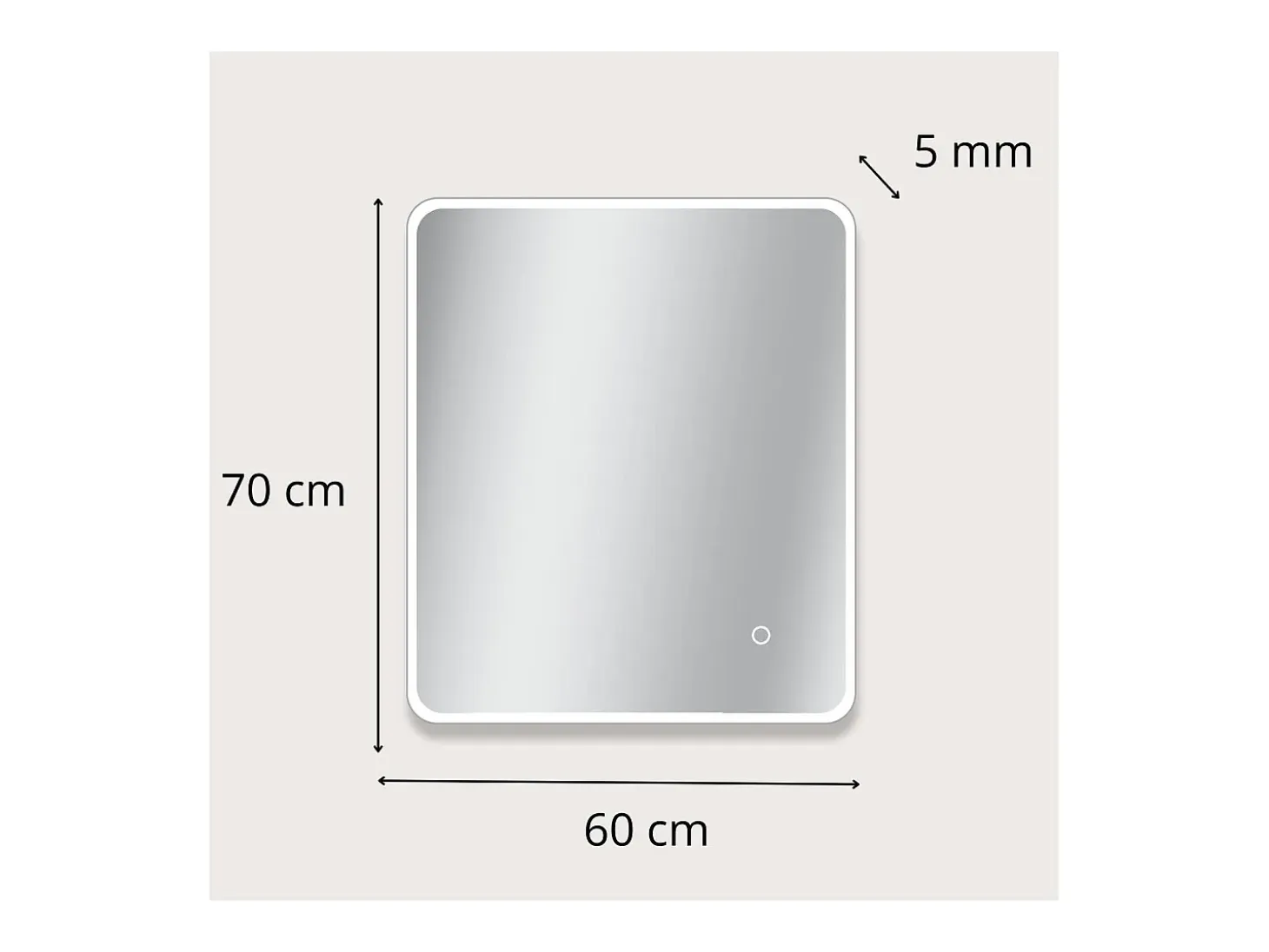 Espejo LED rectangular L60/80/90/120cm con retroiluminación MIRALUX