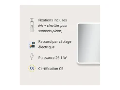 Espejo LED rectangular L60/80/90/120cm con retroiluminación MIRALUX