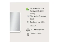 Espejo LED rectangular L60/80/90/120cm con retroiluminación MIRALUX