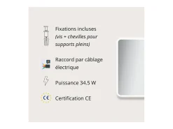 Espejo LED rectangular L60/80/90/120cm con retroiluminación MIRALUX
