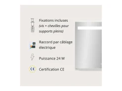 Espejo LED rectangular L60/80cm de vidrio plateado NOVA LUX