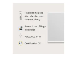 Espejo LED rectangular L60/80cm de vidrio plateado ECLIPS