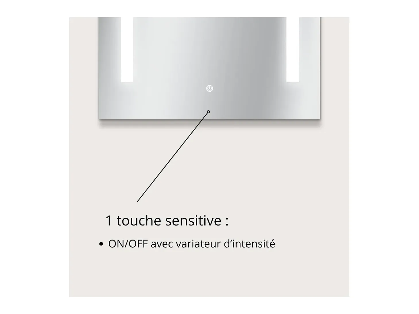 Espejo LED rectangular L60/80cm de vidrio plateado LUMENA