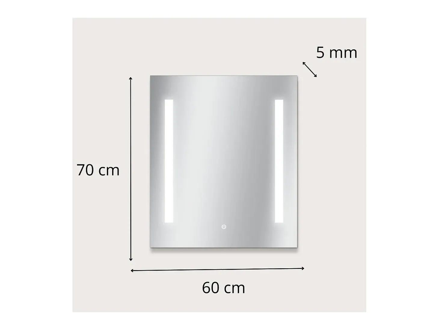 Espejo LED rectangular L60/80cm de vidrio plateado LUMENA