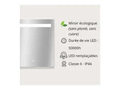 Espejo LED rectangular L60/80cm de vidrio plateado NOVA LUX