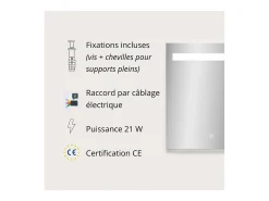 Espejo LED rectangular L60/80cm de vidrio plateado NOVA LUX