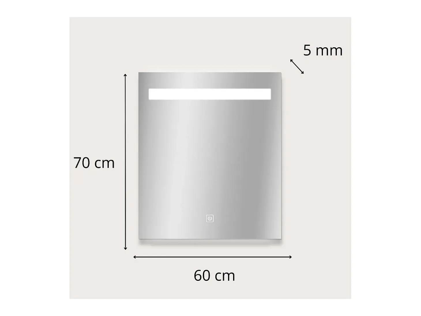 Espejo LED rectangular L60/80cm de vidrio plateado NOVA LUX