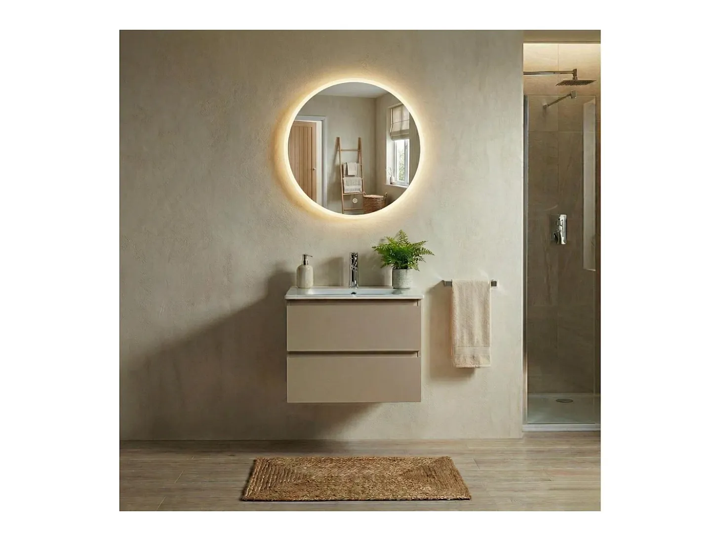 Espejo LED redondo D60/120cm de vidrio plateado CANDRA