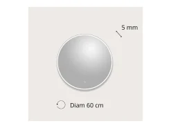 Espejo LED redondo D60/120cm de vidrio plateado CANDRA