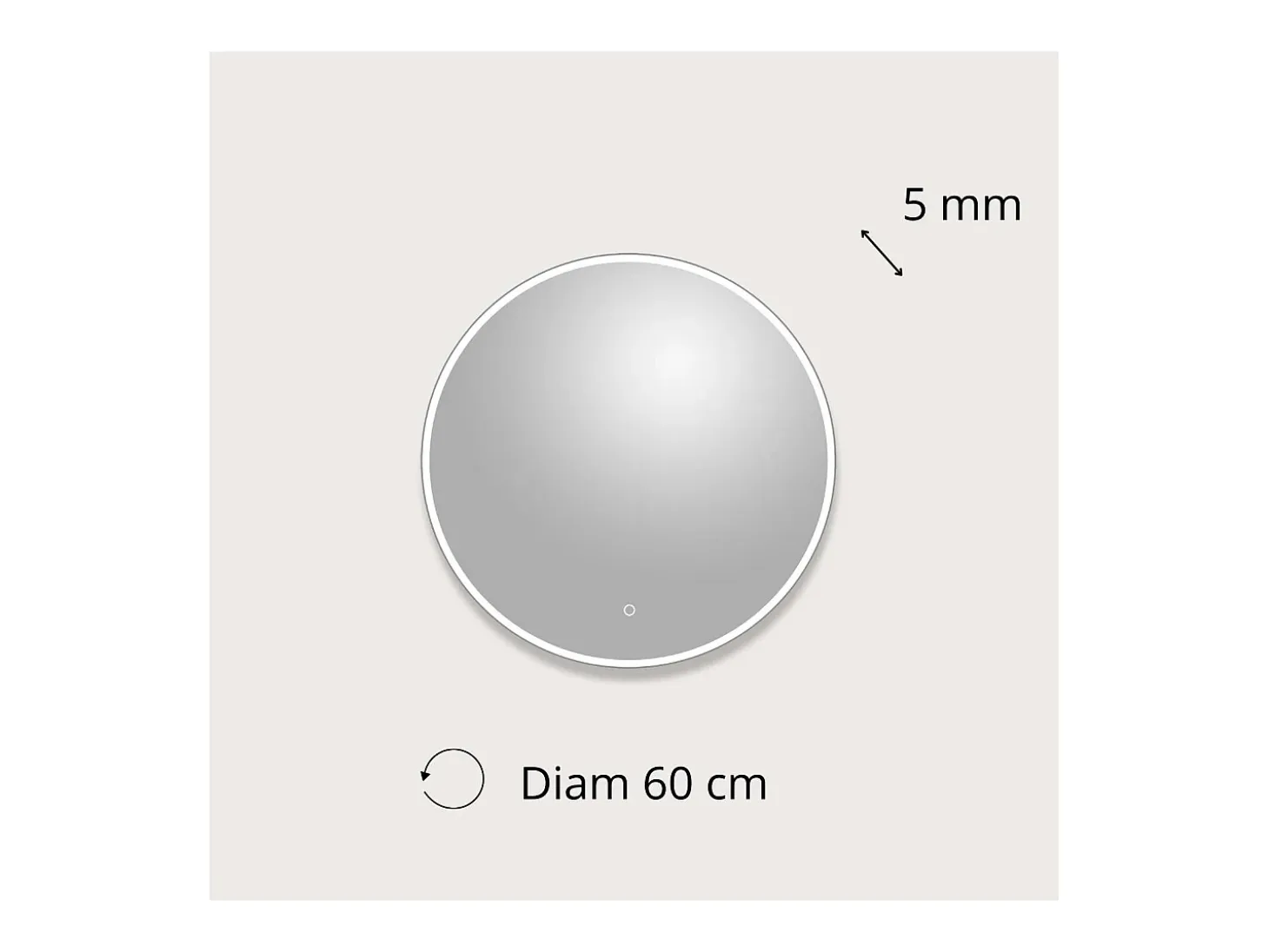 Espejo LED redondo D60/120cm de vidrio plateado CANDRA