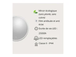 Espejo LED redondo D60/120cm de vidrio plateado CANDRA