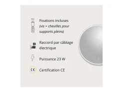 Espejo LED redondo D60/120cm de vidrio plateado CANDRA